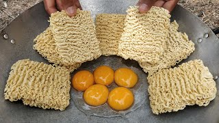 Tasty Yellow Noodle Fried Eggs Recipe  Kdeb Cooking [upl. by Beale]