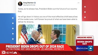 Congressman former Phoenix Mayor Greg Stanton reacts to Biden dropping out of the 2024 election [upl. by Auhsot501]