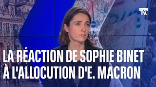 Allocution dEmmanuel Macron la réaction de Sophie Binet la secrétaire générale de la CGT [upl. by Isak847]