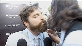 Zach Galifianakis Kisses Greek Reporter during Interview [upl. by Oirogerg]