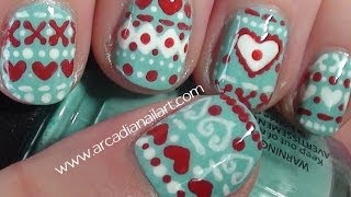 Winter Sweater Nail Art Tutorial on Short Nails  ArcadiaNailArt [upl. by Aloel627]