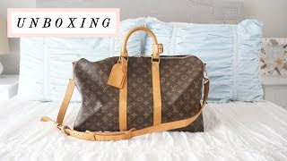 Unboxing Louis Vuitton Keepall Bandouliere 45  How to Clean PreLoved Items [upl. by Ainud55]