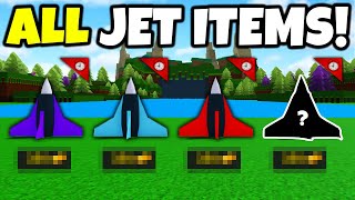 ALL JET ITEMS how to get in Build a boat for Treasure ROBLOX [upl. by Ellesor]