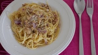 Ricetta pasta veloce con tonno in scatola spaghetti alla carbonara con tonno [upl. by Notrub]