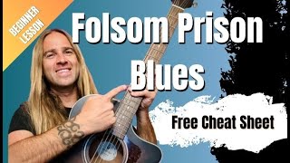 Folsom Prison Blues  Johnny Cash  BEGINNER Guitar Lesson [upl. by Rednaeel530]