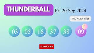 Thunderball Draw Results on Fri 20 Sep 2024 The National Lottery UK [upl. by Fraser]