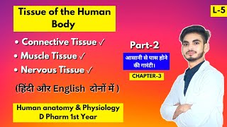 L5। CH3। Tissue of the human body D Pharmacy 1st year। Connective Muscle and Nervous Tissue। [upl. by Lethia]