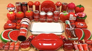 Series RED COCA COLA Slime  Mixing Random Things into GLOSSY Slime Satisfying Slime Videos 100 [upl. by Yatnoj]