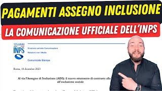 ASSEGNO DI INCLUSIONE pagamenti comunicazione ufficiale [upl. by Craggy]