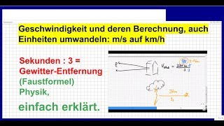 Geschwindigkeit und deren Berechnung auch Einheiten umwandeln ms auf kmh Physik [upl. by Aielam]