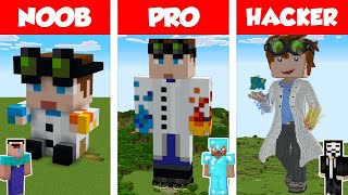 Minecraft NOOB vs PRO vs HACKER WIEDERDUDE STATUE HOUSE BUILD CHALLENGE in Minecraft  Animation [upl. by Manda]