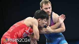 Spencer Lee Higuchi Rei wrangle in a WHITEKNUCKLE 57kg gold bout  Paris Olympics  NBC Sports [upl. by Deena]