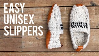 Easy Crochet MensWomens Slippers  Free Pattern [upl. by Eduj]