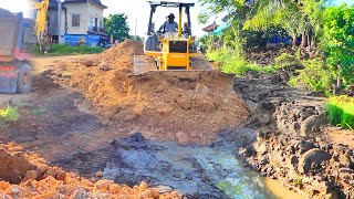 Perfectly excellent machineryMega new bulldozer pushing and scraping to construct rural road [upl. by Uttasta]