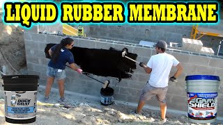 How to seal Concrete amp CMU block walls and foundations with Liquid Rubber Waterproof Coatings DIY [upl. by Siroled707]