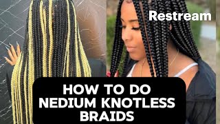 How to do medium knotless braids step by steps beginners tutorial [upl. by Ultun608]