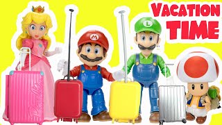 The Super Mario Bros Movie Dolls Packs Suitcase for Vacation with Peach Luigi and Bowser [upl. by Buxton]