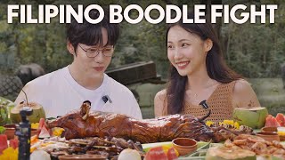 Introducing Filipino Boodle Fight to Korean Artist 10CM [upl. by Drareg182]