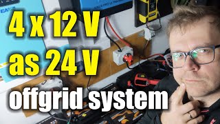 How to wire four 12V batteries  seriesparallel for 24V solar inverter [upl. by Nies]