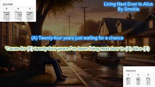 Living Next Door to Alice No capo by Smokie play along with scrolling guitar chords and lyrics [upl. by Puff]