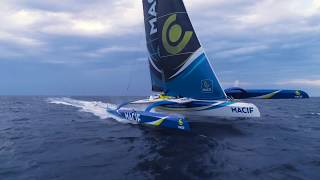 Le maxi trimaran Macif prend son envol pour la Route du Rhum [upl. by Almeeta47]