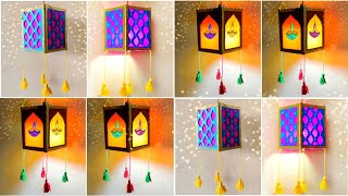 2Diwali lantern making at home  Diwali kandil making idea  Diwali decoration Lantern Tutorial DIY [upl. by Ellinad]