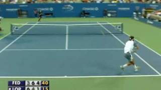 Federer vs Lopez USO 07 4th Rd Highlights [upl. by Nawud]