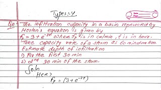 Hortons Equation  Types4  BE Civil  Prashant YT  Hydrology  Hortons constant  PU 2019Qn3a [upl. by Elleinod]