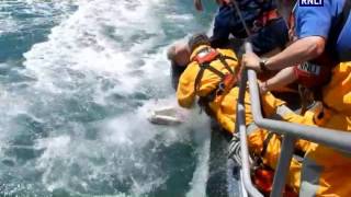 Yarmouth RNLI Lifeboat rescue man overboard  Island Echo [upl. by Amelina498]