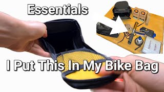 What do I take in my saddle bag New saddle bag unboxing Essential kit to take in your bike bag [upl. by Ellehsad964]