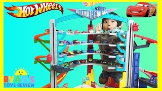 BIGGEST HOT WHEELS ULTIMATE GARAGE PLAYSET with Disney Cars Toys [upl. by Mahgirb]