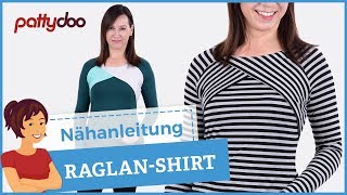 Nähanleitung für ein Raglanshirt mit raffiniertem WickelAusschnitt [upl. by Onitnas]