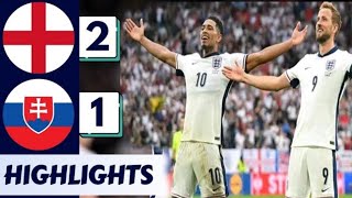 England vs Slovakia 21 EURO 2024 Highlights  jude bellingham goal amp harry kane goal [upl. by Melquist]