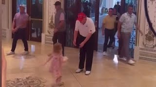 Heartwarming moment Donald Trumps granddaughter leaps into his arms [upl. by Thisbe893]