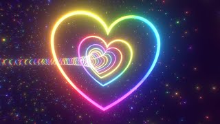 Beautiful Rainbow Heart Twisted Tunnel Light Speed and Sparkle Stars 4K Video Effects HD Background [upl. by Atinot930]