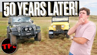 Jeep CJ vs Jeep Wrangler OffRoad Test Is New Really Better [upl. by Nnaarat]