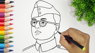 subhash chandra bose drawing step by step  Republic day drawing of Netaji subhash chandra bose [upl. by Yniffit]