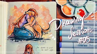 Drawing session 06 l Copics  Procreate  🌸 My favorite dreams 🌸 [upl. by Colfin]