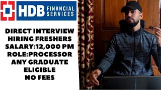 Banking Process Jobs  HDB Financial Services Off Campus Placement  HDB Financial Services Jobs [upl. by Jud]