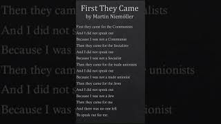 First They Came by Martin Niemöller [upl. by Lessirg402]