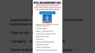 OPTCL New Recruitment 2024 Official Notification Out OPTCL New Vecancy 2024 shorts [upl. by Beauregard479]