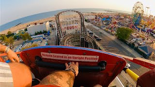 Coney Island Cyclone POV Ultra Wide 4K Front Row 60fps Luna Park Coney Island NY [upl. by Ellertal]