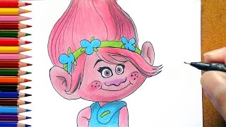 Como Desenhar e Pintar Poppy Trolls  How to Draw [upl. by Naxela]