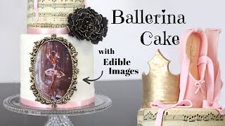 Ballerina Cake Tutorial with Fondant Ballet Slippers and Edible Images [upl. by Kirat914]