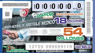 Sorteo Mayor No3594 del Martes 26 de Julio de 2016 quotCONAMEDquot [upl. by Retsim]