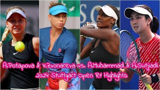 A Potapova amp V Zvonareva vs A Muhammad amp A Sutjiadi 2024 Stuttgart Open R1 Highlights [upl. by Athelstan]