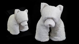 How to make Towel Animals Bear  towel art Beruang  towel origami  towel design [upl. by Iad573]