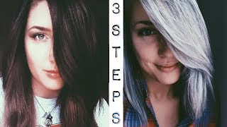 Dark Brown to Silver Hair  3 Step Tutorial [upl. by Irok554]