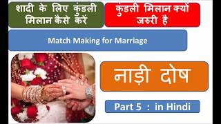 नाड़ी दोष Hindi Nadi Dosha Match Making of Horoscope Kundali Milan Guna Milan Part 5 in Hindi [upl. by Neiviv798]