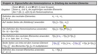 Gruppen ► Eigenschaften des Homomorphismus ► Erhaltung neutraler Elemente [upl. by Glanville]